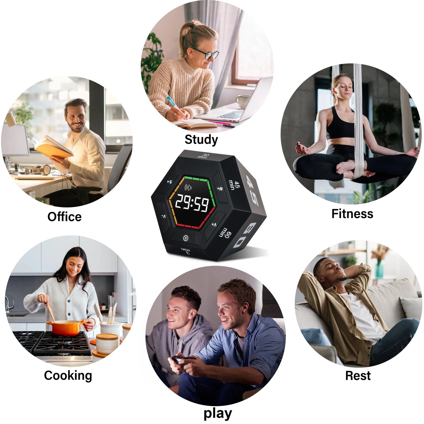 Focus Flow Hex: Magnetic Pomodoro Timer: Smart, Versatile