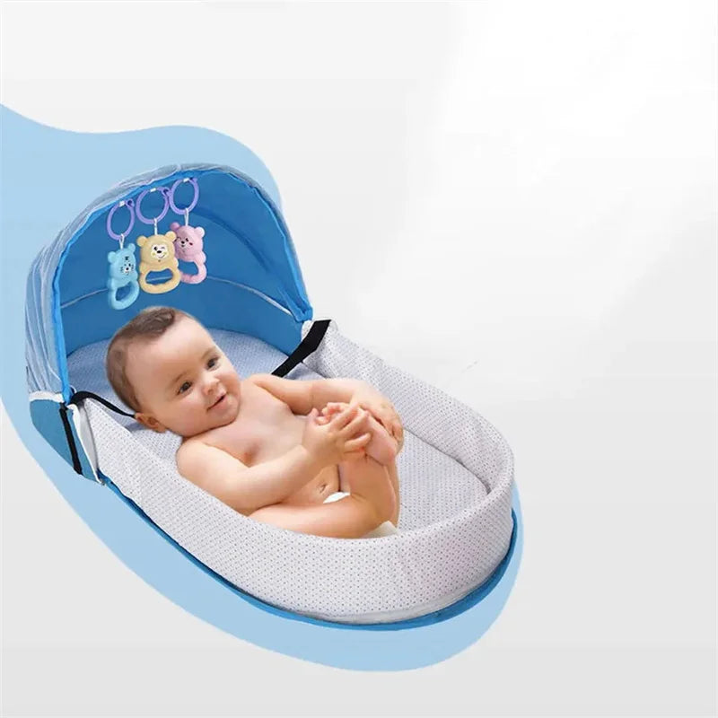 Travel Nest: Foldable Baby Crib for Safe Slumber: Portable, Protective